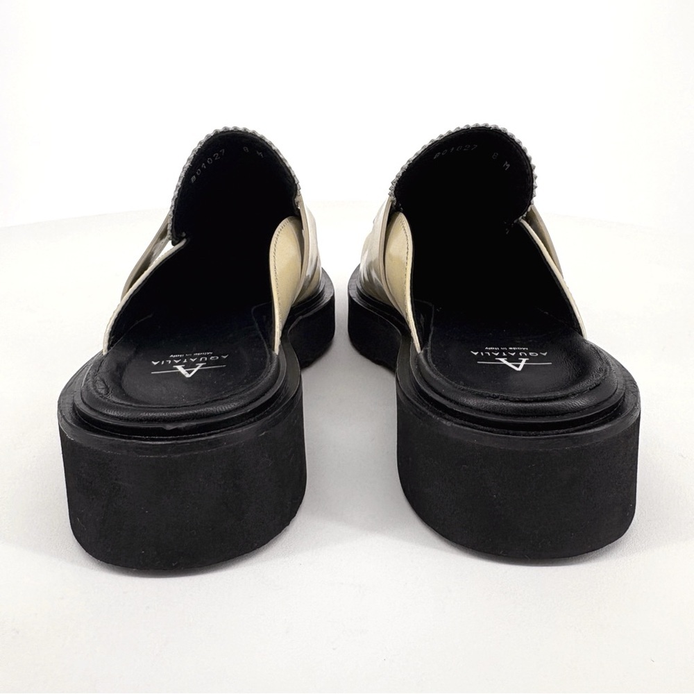 AQUATALIA | Michelina Leather Penny Loafer Mules in Cream | Sz 8 - Picture 9 of 12